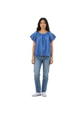 Loft Outlet Boho Scalloped Eyelet Blouse Sz M